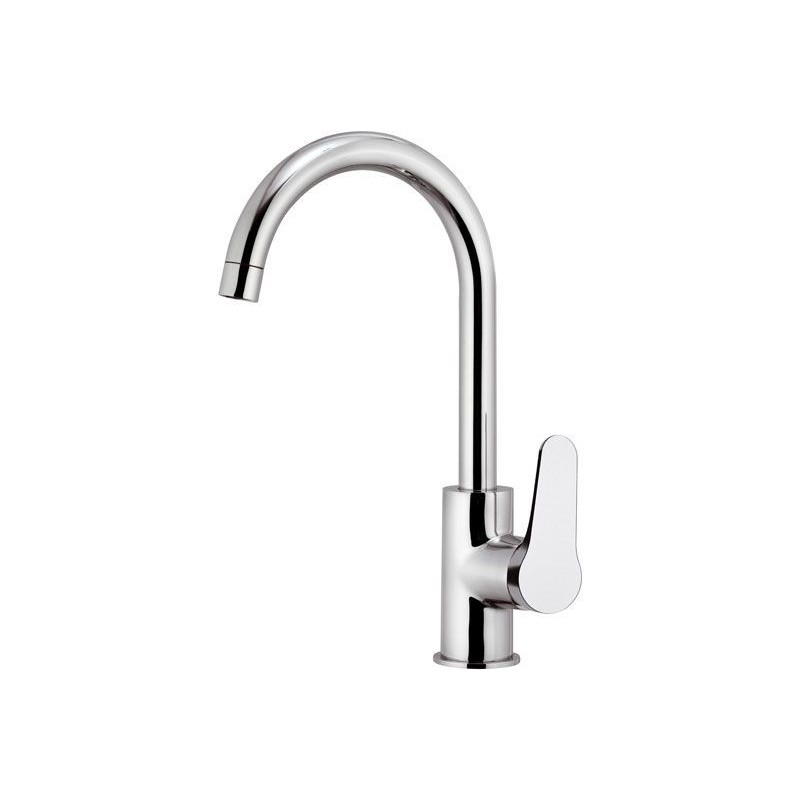 OMEGA Miscelatore lavello monoforo 90° con canna alta girevole finitura cromo