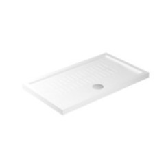 Piatto doccia ceramica rettangolare cm. 100x70 finitura bianco con piletta cromo altezza 4.5cm