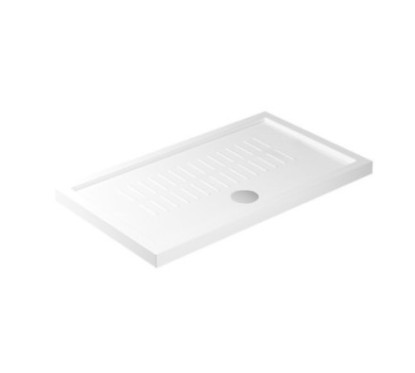 Piatto doccia ceramica rettangolare cm. 100x70 finitura bianco con piletta cromo altezza 4.5cm