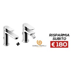 MIA Set miscelatori per lavabo e bidet con scarico finitura cromo