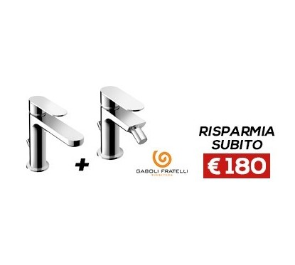 MIA Set miscelatori per lavabo e bidet con scarico finitura cromo