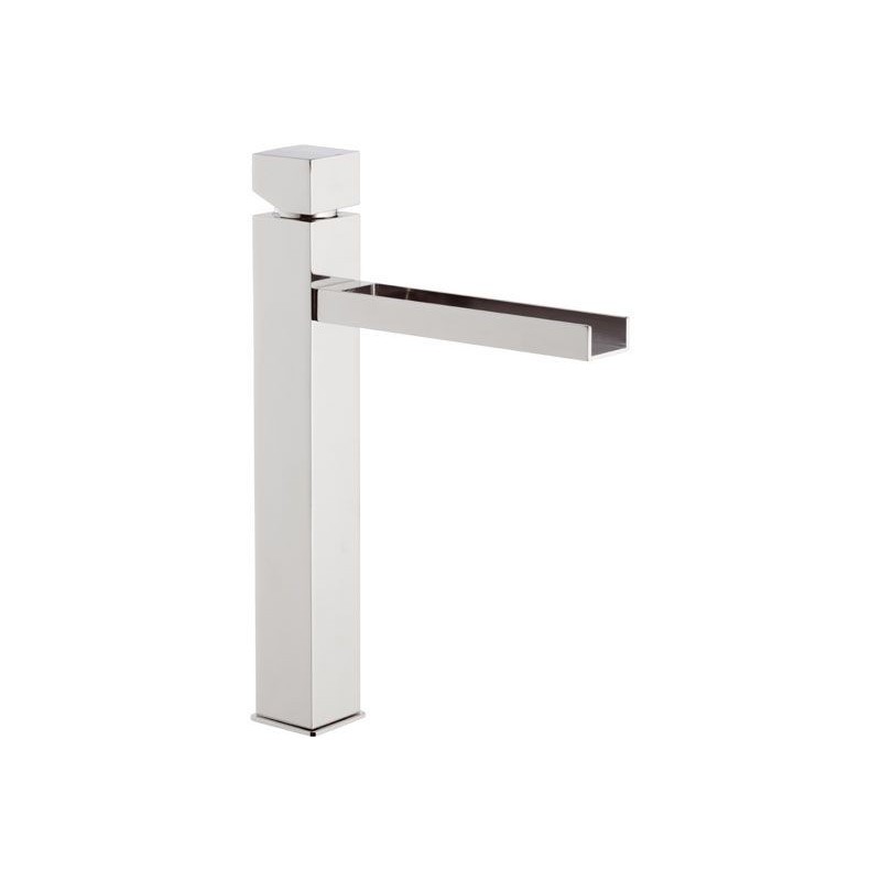 CUBE WATERFALL monocomando lavabo alto con bocca a cascata senza scarico finitura cromo