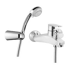 TEMA Monocomando vasca esterno con kit doccia finitura cromo con cartuccia a risparmio d'acqua