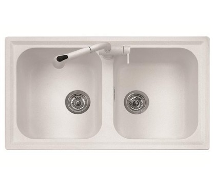 ATLANTIC 86.20 Lavello cucina a due vasche finitura micro ultragranit 98 bianco
