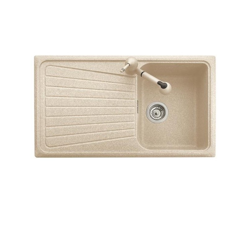 SPAZIO 86.10 Lavello cucina ad una vasca più scolapiatti finitura micro ultragranit 98 bianco