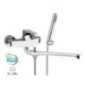OMEGA ECO Miscelatore lavabo/vasca con canna fusa lunga e con deviatore con kit doccia finitura cromo
