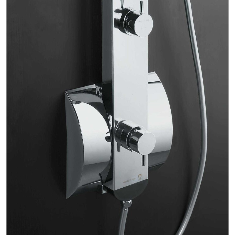 IDEA INOX pannello doccia in acciaio inox e abs con miscelatore termostatico finitura satinato