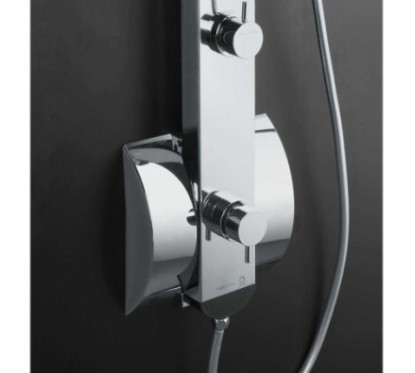 IDEA INOX pannello doccia in acciaio inox e abs con miscelatore termostatico finitura satinato