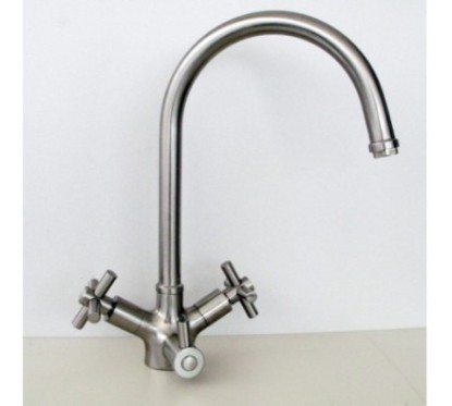 IDEALAQUA miscelatore lavello cucina a 3 vie separate finitura nickel spazzolato