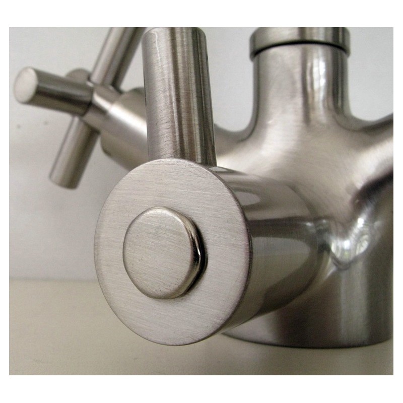 IDEALAQUA miscelatore lavello cucina a 3 vie separate finitura nickel spazzolato