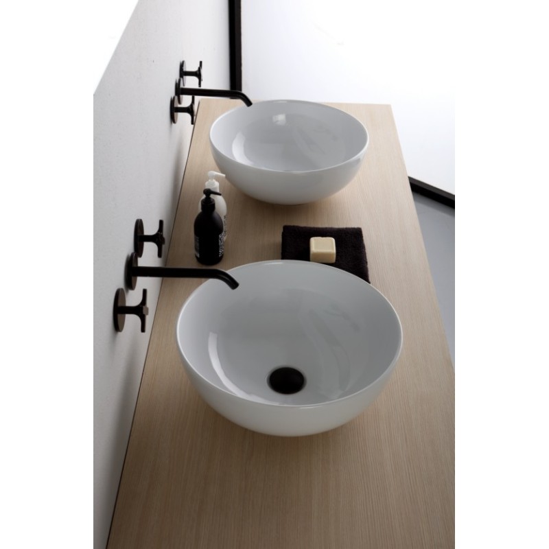 SKY lavabo d'appoggio finitura bianco lucido