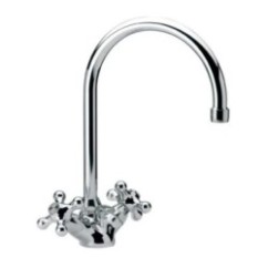 REVIVAL monoforo lavabo con canna tubo e scarico finitura cromo