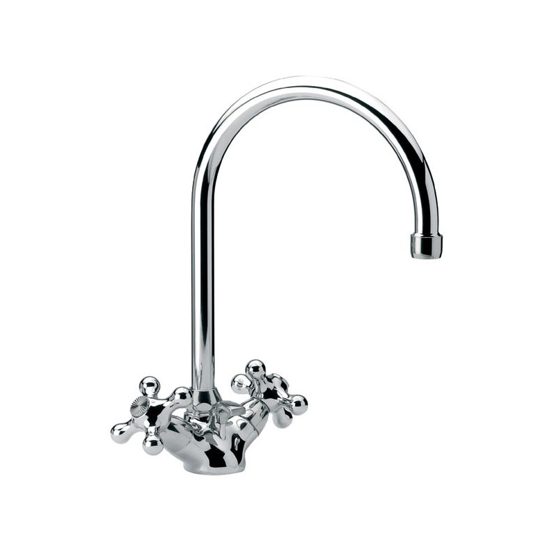 REVIVAL monoforo lavabo con canna tubo e scarico finitura cromo