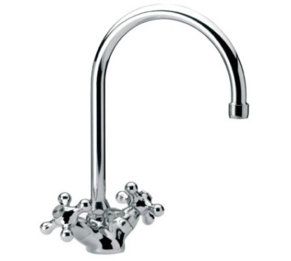 REVIVAL monoforo lavabo con canna tubo e scarico finitura cromo