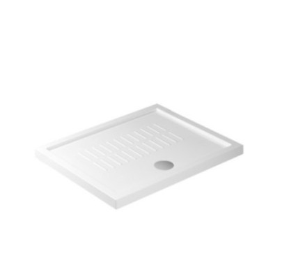 Piatto doccia ceramica rettangolare cm. 100x80 finitura bianco con piletta  bianca altezza 4.5cm