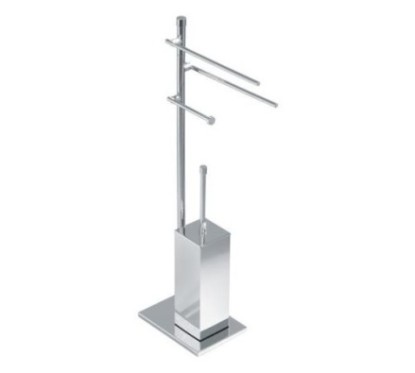 DECO' Piantana con elementi mobili - 2 porta salviette, porta rotolo e scopino -