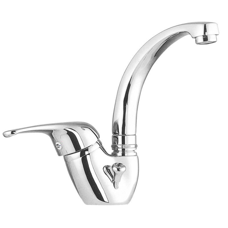 ITALY Monocomando lavabo canna alta con scarico automatico finitura cromo