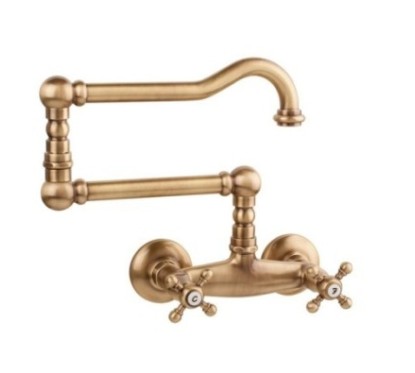 OLD FASHION Gruppo lavello a muro snodato finitura ottone lucido