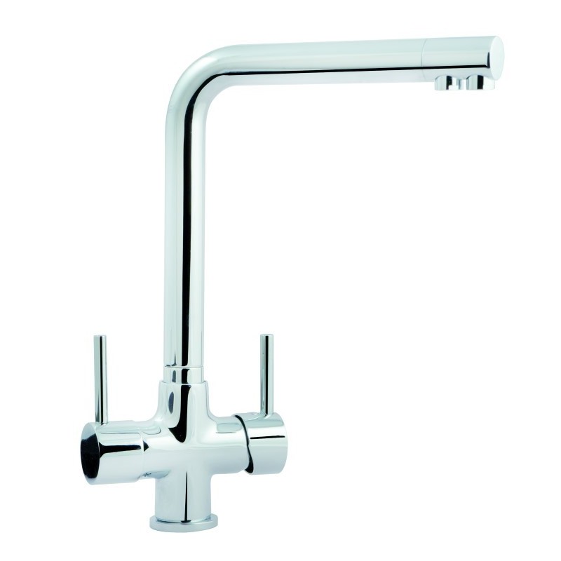 TRIA monocomando per lavello con uscita separata finitura cromo