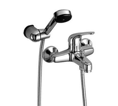 BETA Miscelatore per vasca esterno con supporto fisso e doccia finitura cromo