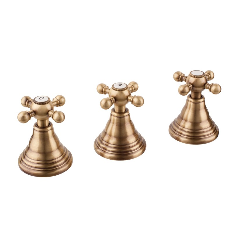 OLD FASHION Batteria bordo vasca con deviatore finitura nichel antico