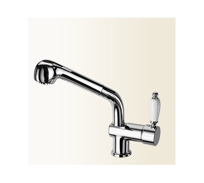 LINEA CUCINA miscelatore per lavello con doccetta estraibile finitura bianco-cromo