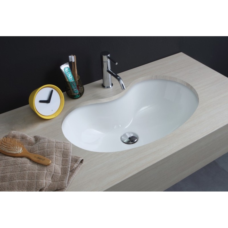 SAGOMATO lavabo sottopiano finitura bianco lucido