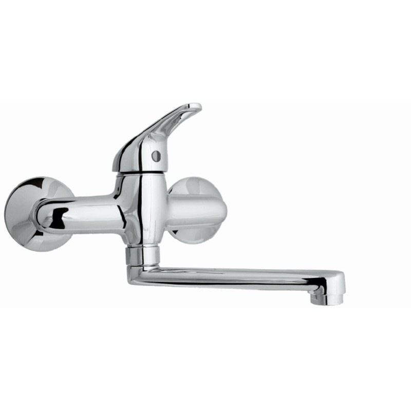 CIAO monocomando lavello a muro con canna piatta cm.17 finitura cromo