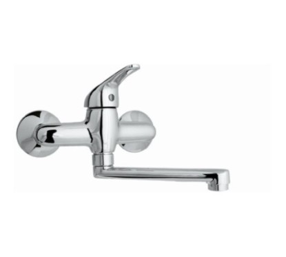 CIAO monocomando lavello a muro con canna piatta cm.17 finitura cromo