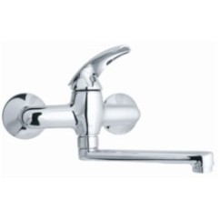 SMART monocomando lavello a muro con canna piatta cm.17 finitura cromo