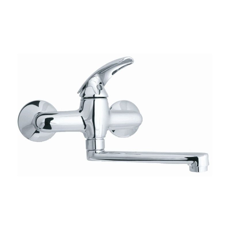 SMART monocomando lavello a muro con canna piatta cm.17 finitura cromo