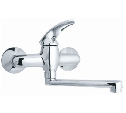 SMART monocomando lavello a muro con canna piatta cm.17 finitura cromo