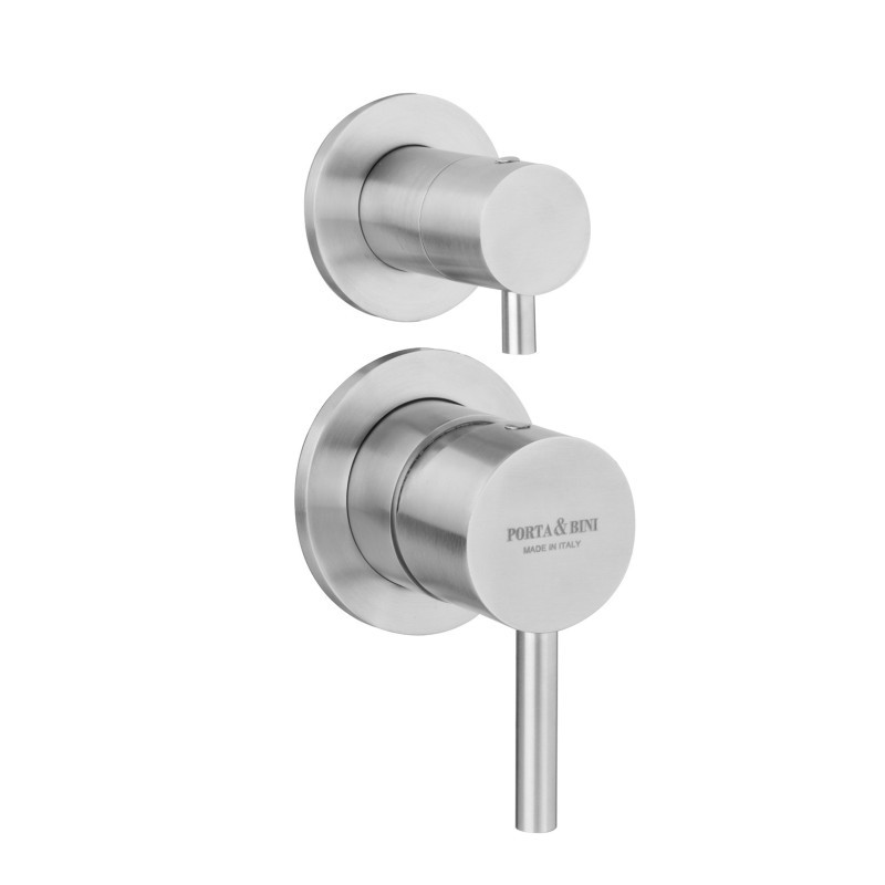 FRIDA Monocomando doccia incasso con deviatore in acciaio inox finitura acciaio spazzolato