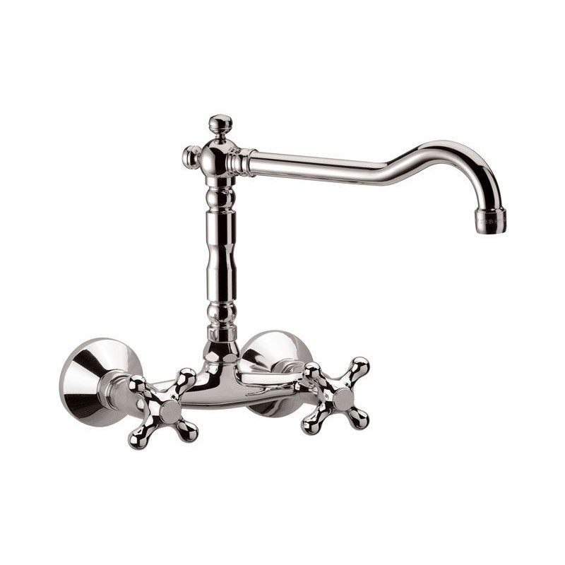 REVIVAL Gruppo lavello a muro con canna antica finitura cromo