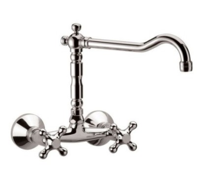 REVIVAL Gruppo lavello a muro con canna antica finitura cromo