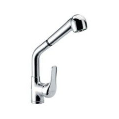 VENUS Miscelatore lavello monoforo bocca alta con doccia estraibile finitura cromo