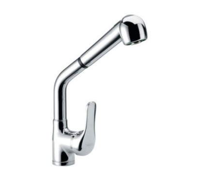 VENUS Miscelatore lavello monoforo bocca alta con doccia estraibile finitura cromo