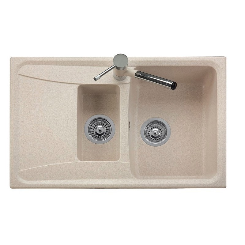 ROXANA 79.15 Lavandino cucina a due vasche finitura micro ultragranit 98 bianco