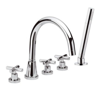 JAX Batteria bordo vasca con doccia estraibile finitura cromo