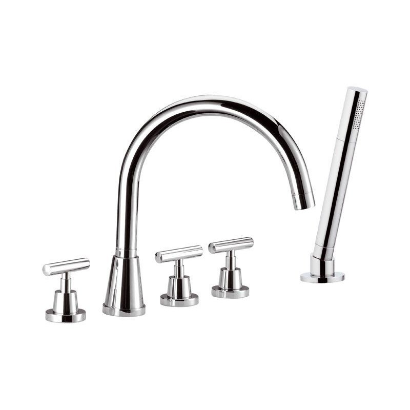 TILLY Batteria bordo vasca con doccia estraibile finitura cromo