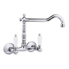 RETRO' Gruppo lavello a muro con canna antica superiore finitura cromo