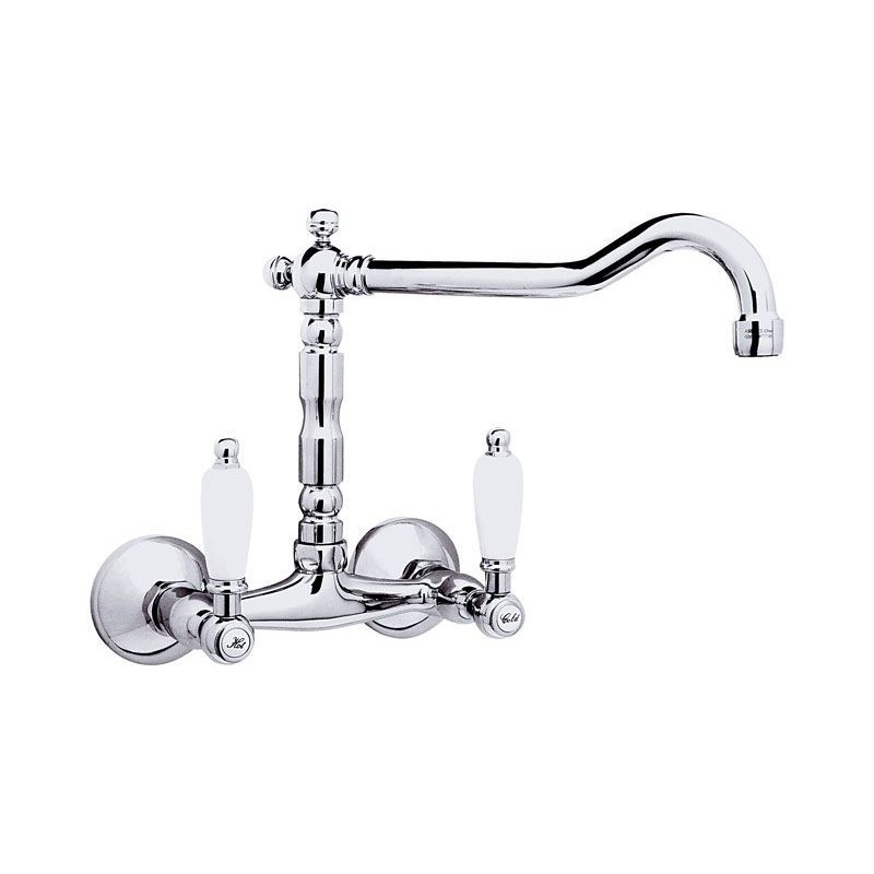 RETRO' Gruppo lavello a muro con canna antica superiore finitura cromo