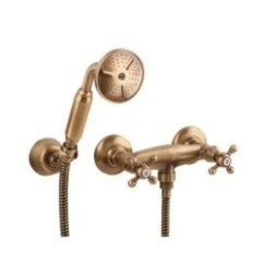 OLD FASHION Gruppo doccia esterno con kit doccia finitura ottone lucido