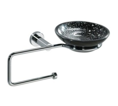 DECO' Portasapone/portarotolo vetro nero argento