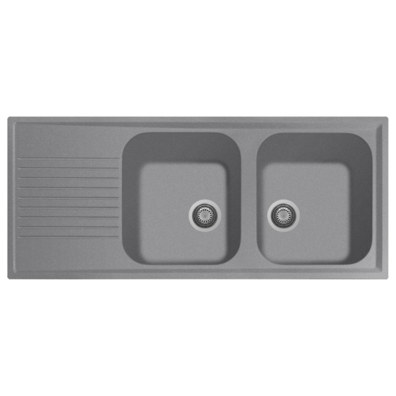 ATLANTIC 116.20 Lavello cucina a due vasche più scolapiatti finitura micro ultragranit 70 nero matt