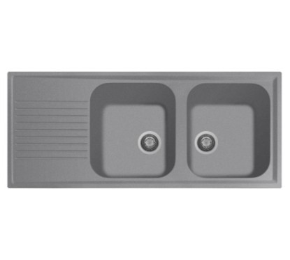 ATLANTIC 116.20 Lavello cucina a due vasche più scolapiatti finitura micro ultragranit 70 nero matt