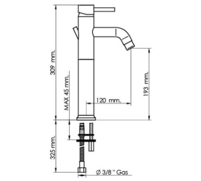 MINIMA rubinetto monocomando lavabo prolungato  con scarico 1" 1/4 finitura cromo