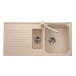 ATLANTIC 99.15 Lavello cucina a due vasche più scolapiatti finitura micro ultragranit 90 bianco opale