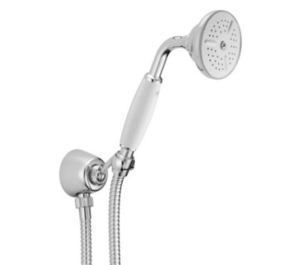 Presa acqua con supporto, flessibile e doccetta impugnatura bianca finitura dark bronze