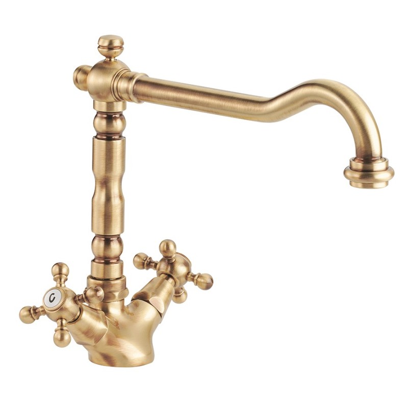 OLD FASHION Monoforo lavello cucina finitura ottone lucido